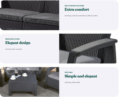 PRE ORDER: OCT. - Keter Corfu 4 Seater Storage Lounge Set