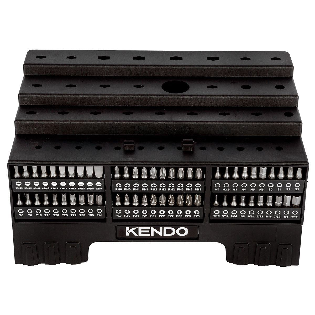 Kendo 101 Piece Screwdriver Bit & Socket Set with Bench Organiser Stand Multi Drive Tool Station