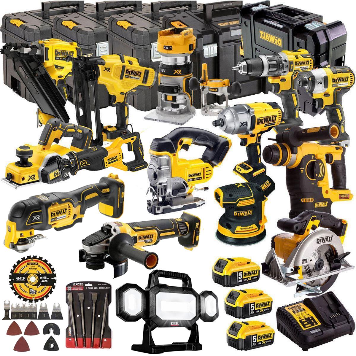 Dewalt DCKT4T15B4A 18V 3 x 5.0Ah Batteries XR Li-Ion 15 Piece Toughsystem Kit with Accessories Set