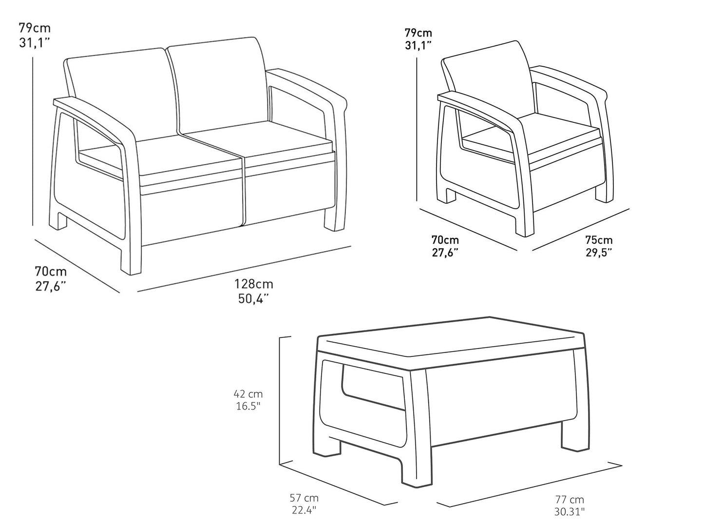 Keter Corfu 4 Seater Lounge Set - Cappuccino