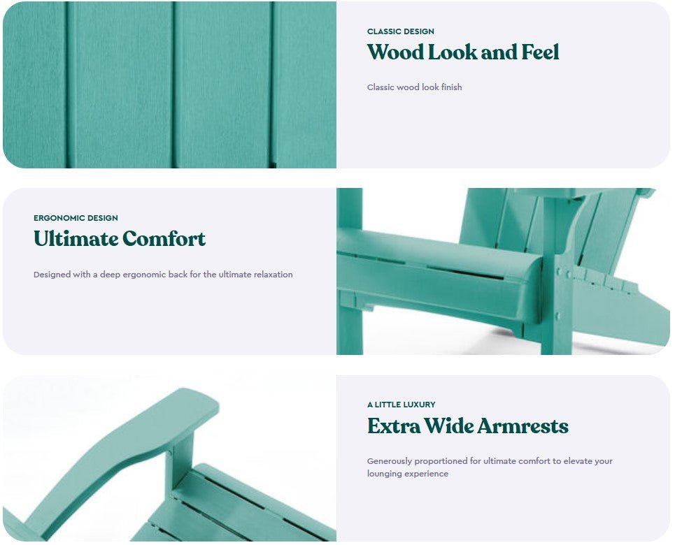 PRE ORDER: AUG. - Keter Alpine Adirondack Chair - Aqua Teal