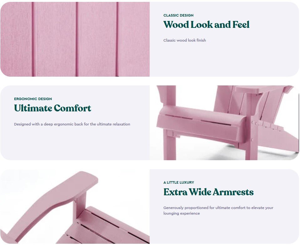PRE ORDER: JULY. - Keter Alpine Adirondack Chair - Pink