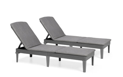 Keter Jaipur Outdoor Sun Lounger with Cushion - 2 Pack