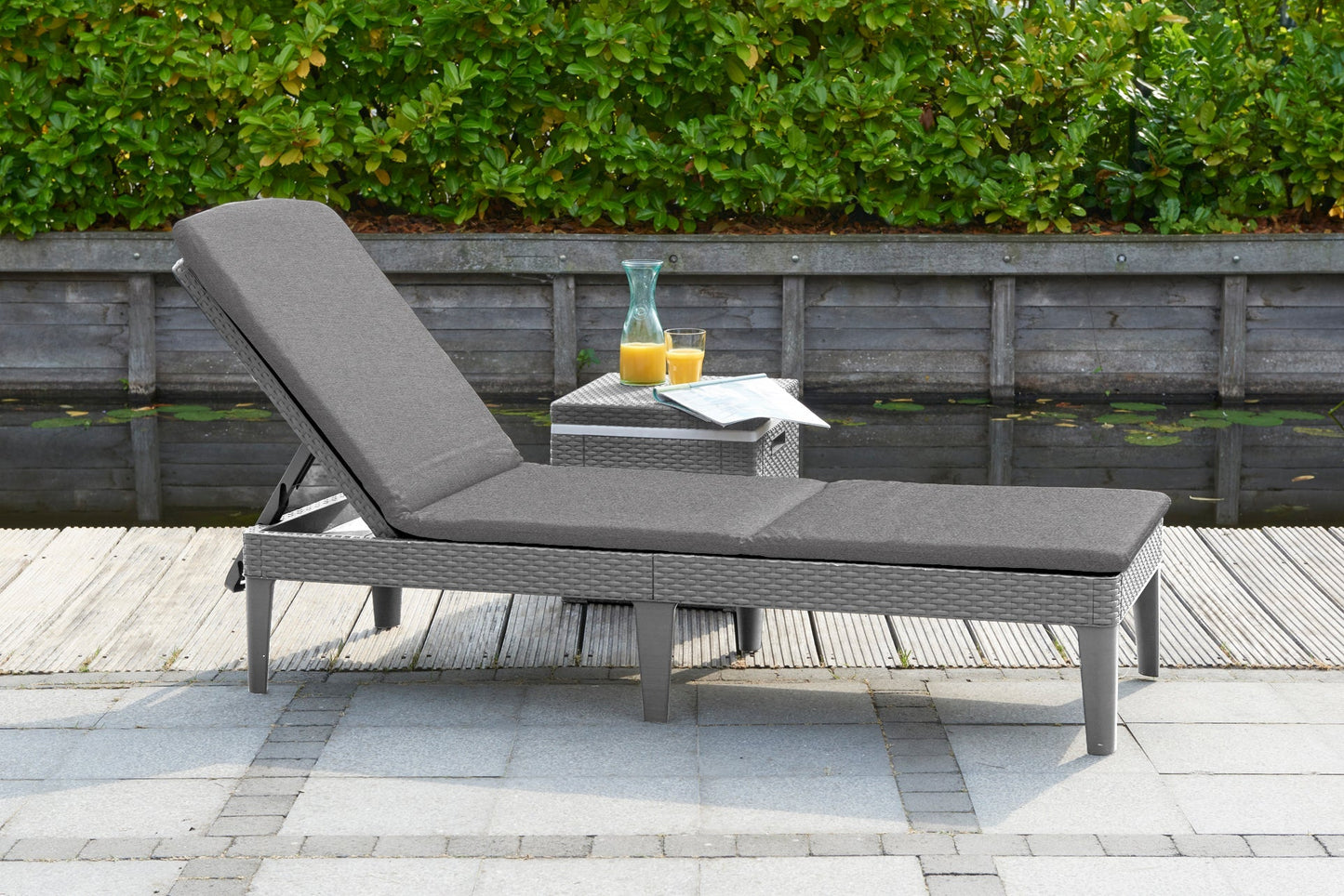 Keter Jaipur Outdoor Sun Lounger with Cushion - 2 Pack