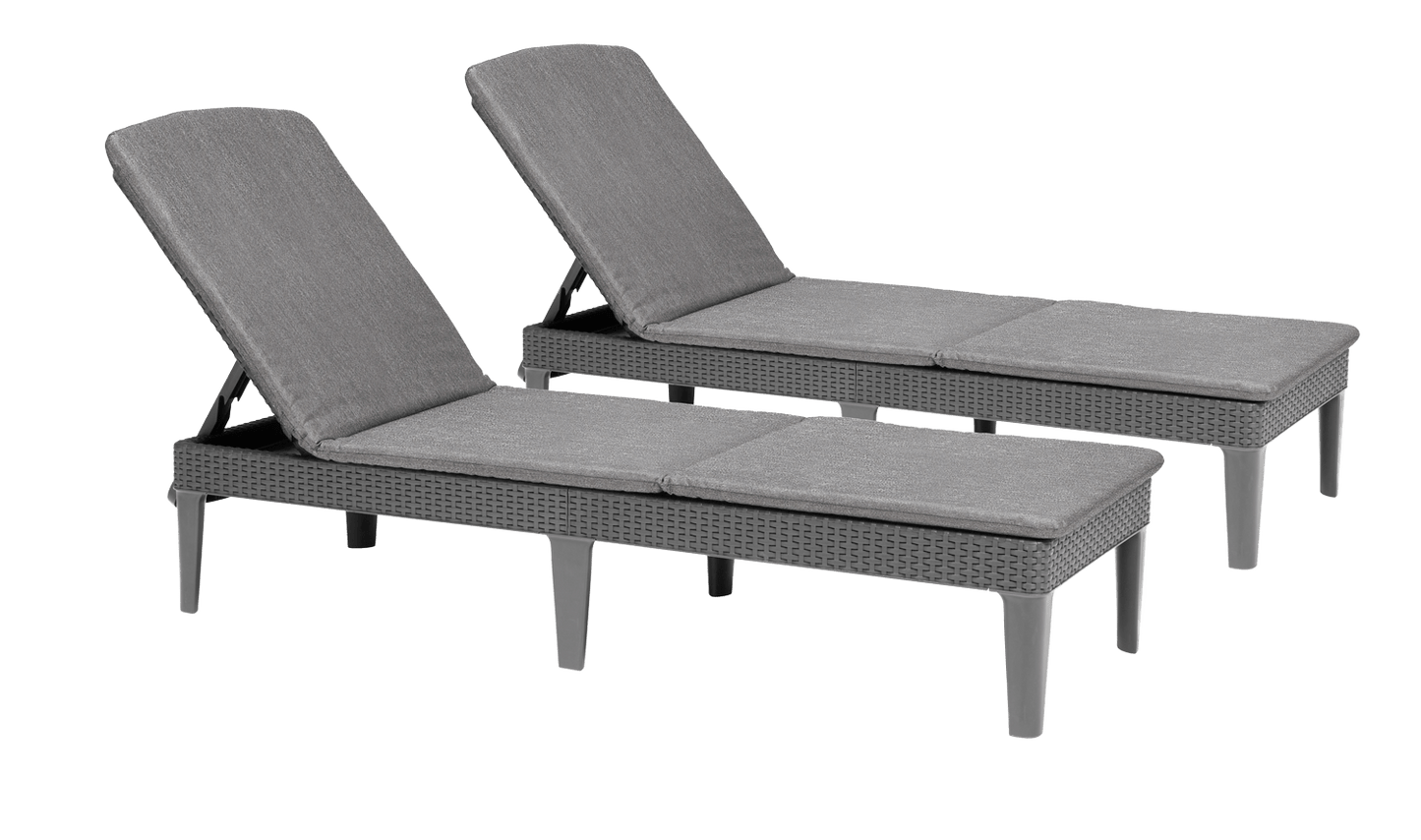 Keter Jaipur Outdoor Sun Lounger with Cushion - 2 Pack