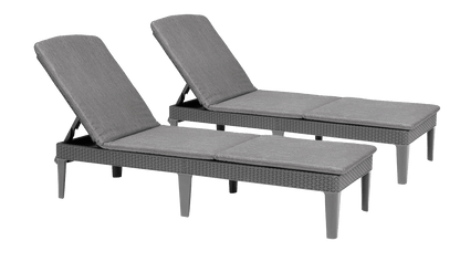Keter Jaipur Outdoor Sun Lounger with Cushion - 2 Pack