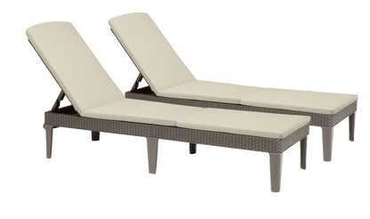 Keter Jaipur Outdoor Sun Lounger with Cushion - Cappuccino - 2 Pack