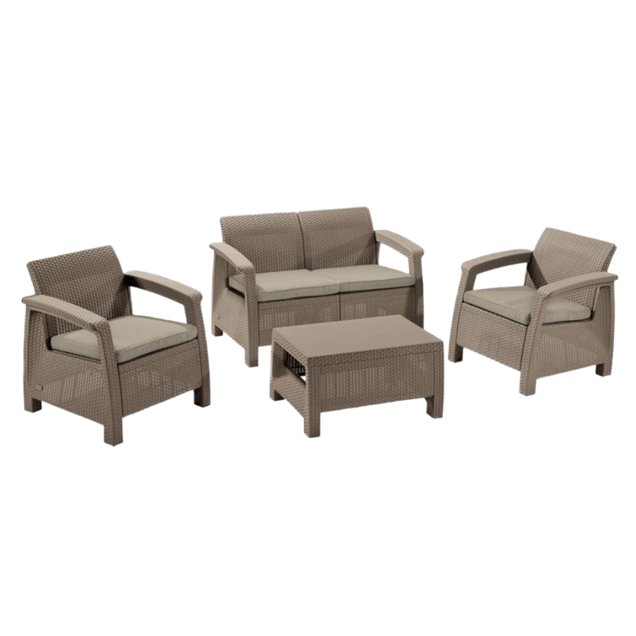 Keter Corfu 4 Seater Lounge Set - Cappuccino