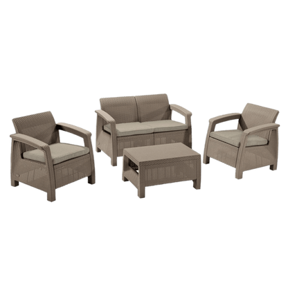 Keter Corfu 4 Seater Lounge Set - Cappuccino