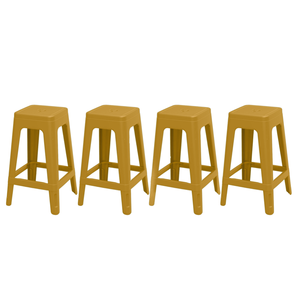 Keter Lucca Indoor/Outdoor Bar Stool - Amber Yellow-4 Pack