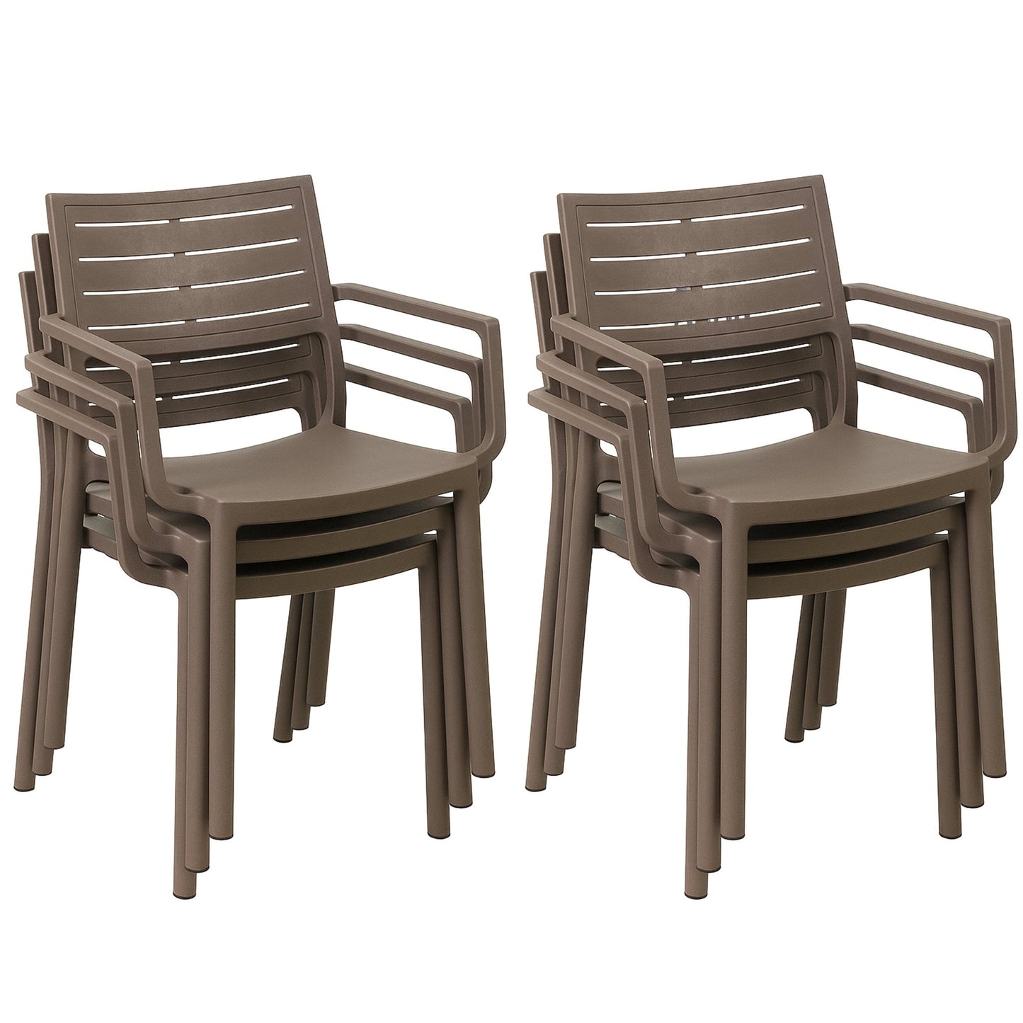 Keter Metaline Metal Look Dining Chair: Cappuccino- 6 Pack