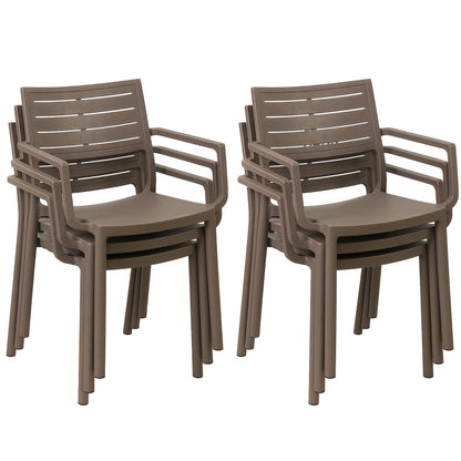 Keter Metaline Metal Look Dining Chair: Cappuccino- 6 Pack