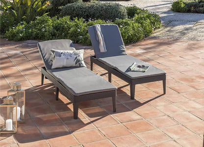 Keter Jaipur Outdoor Sun Lounger with Cushion - 2 Pack