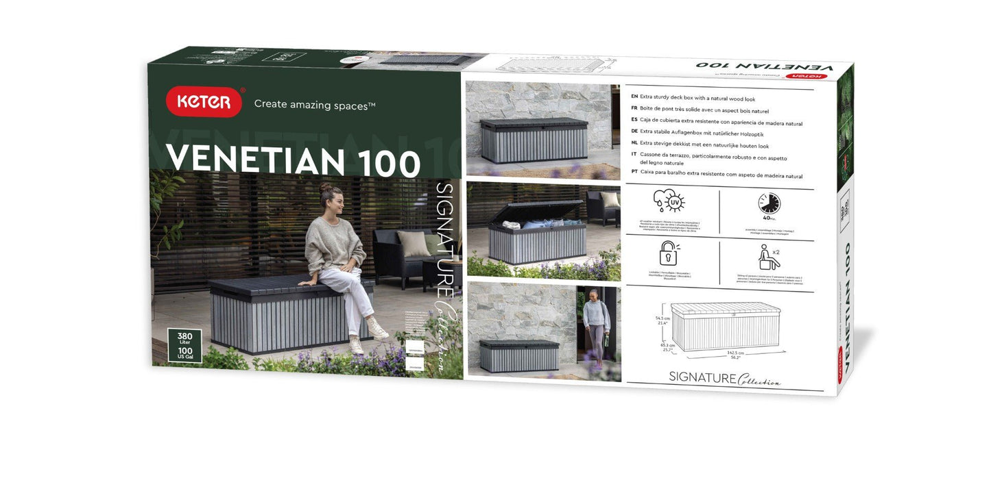 Keter Signature 380L Storage Box - Venetian Grey